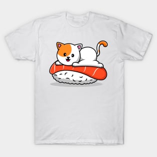 Nigiri sushi and cat, nigiri salmon T-Shirt